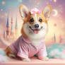 Cute corgi in pyjamas digital illustration