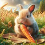 Rabbit eats carrot digital illustration