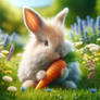 Rabbit eats carrot digital illustration