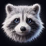 White raccoon portrait digital illustration