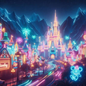 Neon disney dreamlight valley digital illustration