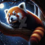 Red panda in the night digital illustration
