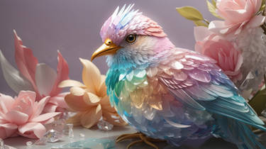 Crystal pastel bird wallpaper