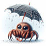 Spider with umbrella digital illustration