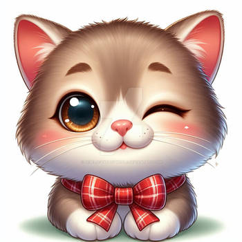 Cat winks digital illustration