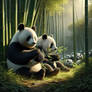 Panda eats bamboo digital illustration