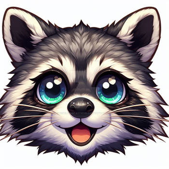 Raccoon emoji digital illustration