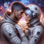 Astronaut couple digital illustration