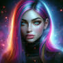 Neon girl portrait digital illustration