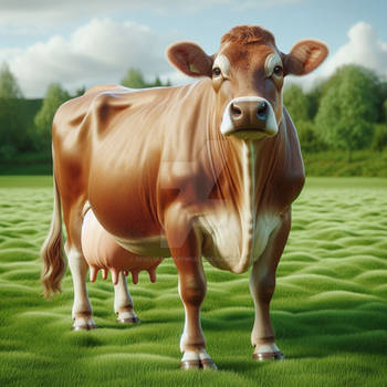 Cow with milk digital illustration