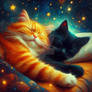 Cats sleep in bed magical