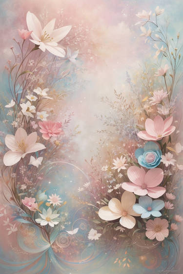 Pastel flowers wallpaper digital illustration