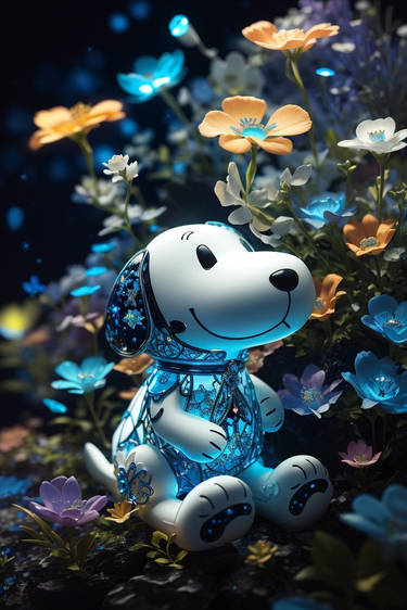 Snoopy dog digital illustration jewels