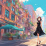 Anime girl in the city wallpaper