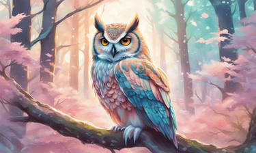 Winter owl in forest wallpaper