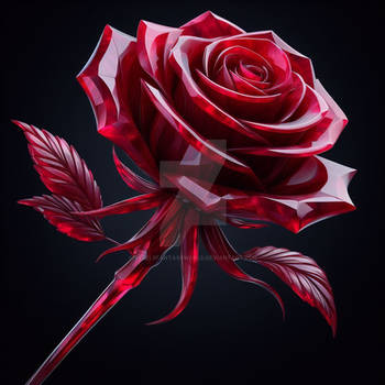 Glass red rose digital illustration