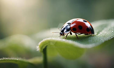 ladybug on moist leaf wallpaper nature