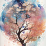 Girl pastel tree portrait digital illustration