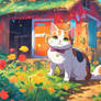 Anime cat colorful wallpaper animal