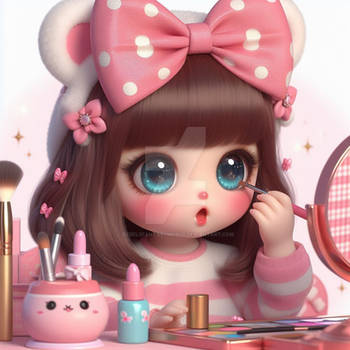 Lovely girl in pink portrait digital