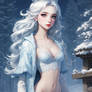 Ice winter queen in lingerie model babe