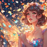 Anime girl at festival confetti wallpaper