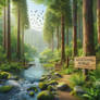 Sweet lake in forest digital illustration