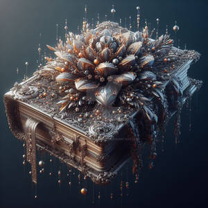 magical book with flower digital illustration