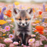 Sweet fox in nature digital illustration