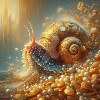 Golden snail digital illustration