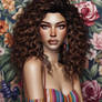 Gorgeous woman portrait curly hair
