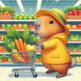 Capybara goes shopping digital illustration