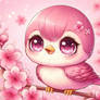 Chibified pink bird sweet digital illustration