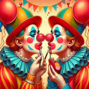 Clowns do makeup digital illustration