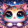 Chibified cat cute digital illustration