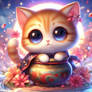 Chibified cat cute digital illustration