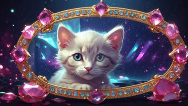 Holographic kitten cat digital wallpaper