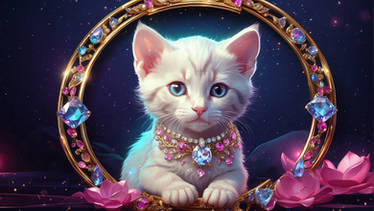 Holographic kitten cat digital wallpaper