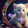 Holographic kitten cat digital wallpaper