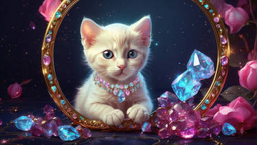 Holographic kitten cat digital wallpaper