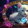 Holographic kitten cat digital wallpaper