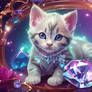 Holographic kitten cat digital wallpaper