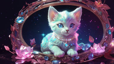 Holographic kitten cat digital wallpaper