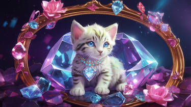 Holographic kitten cat digital wallpaper