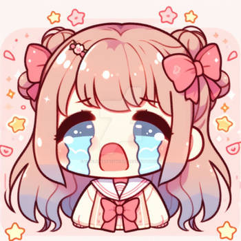 Crying chibified girl cartoon