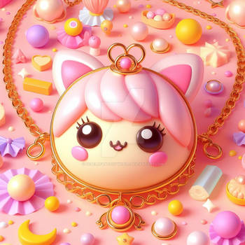 Kawaii necklace digital illustration