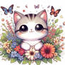 Chibified cat sweet digital illustration