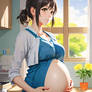 pregnant lingerie anime girl babe 3D