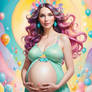 Colorful pregnant lady 3D model babe