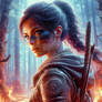 Tomb raider portrait fire digital illustration